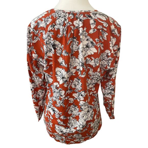 Fun2Fun V-Neck 3/4 Sleeve Rounded Hem Pumpkin Floral Print Women's S NWOT - Picture 3 of 8